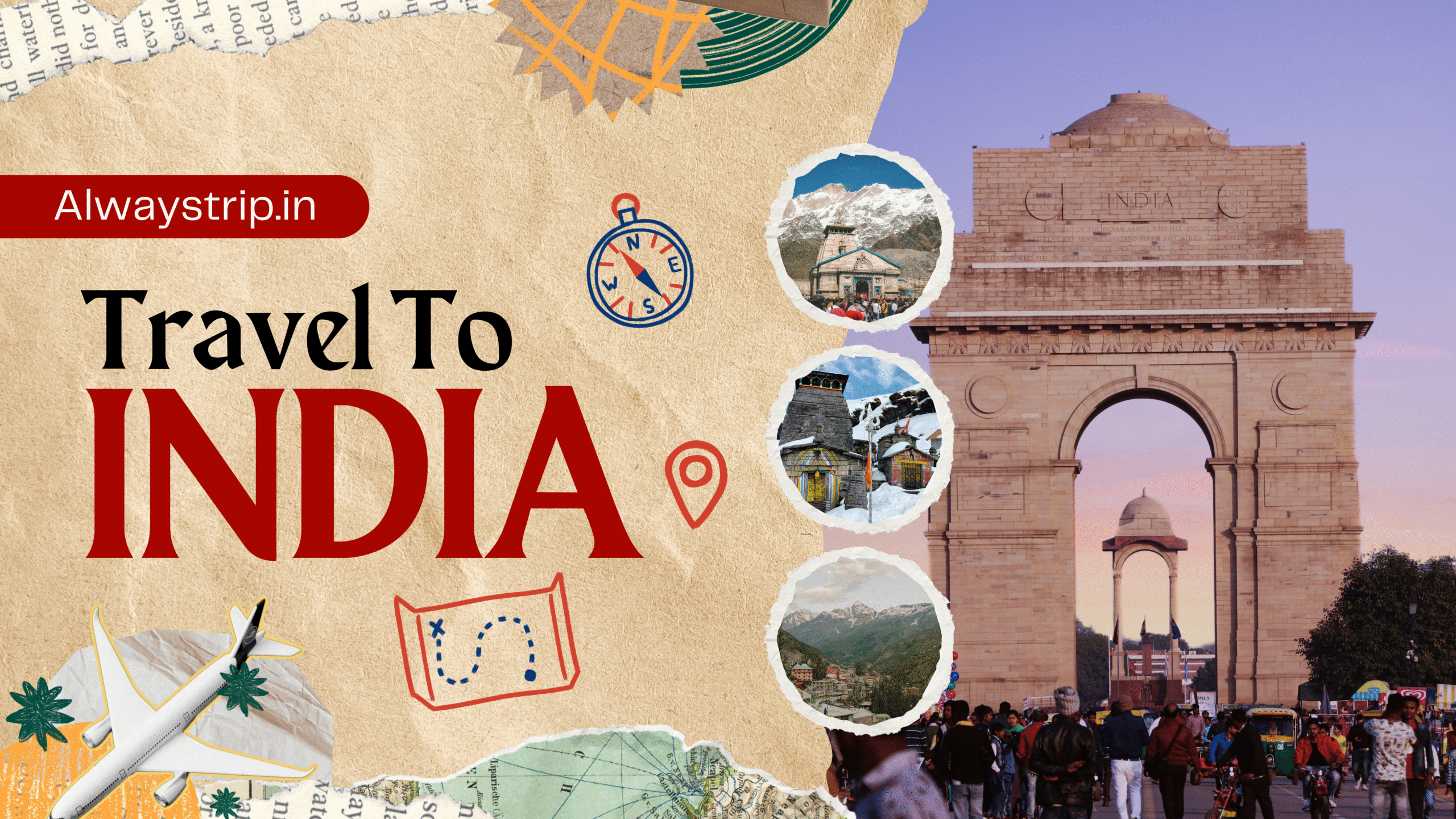 Beige and Black Scrapbook Travel To India Presentation